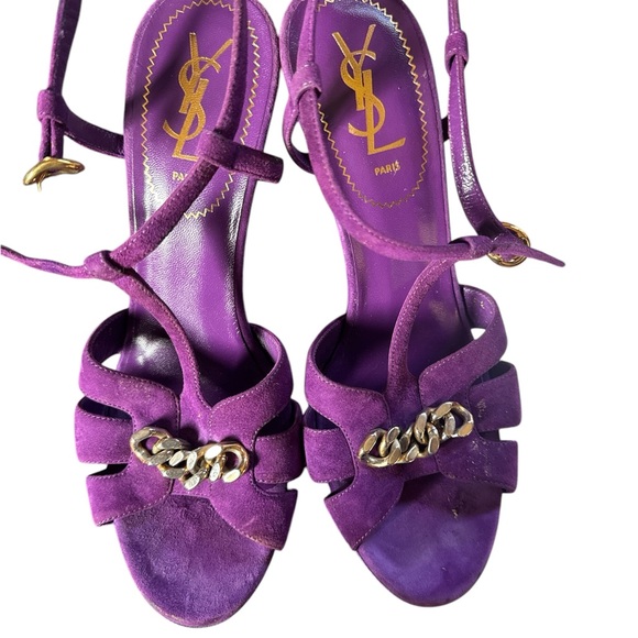 Yves Saint Laurent Purple Tribute Ankle Strap Sandals Size 39